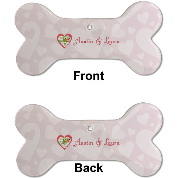 Valentine Owls Ceramic Flat Ornament - Bone Front & Back (APPROVAL)
