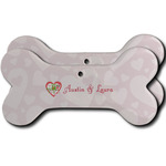 Valentine Owls Ceramic Dog Ornament - Front & Back w/ Couple's Names