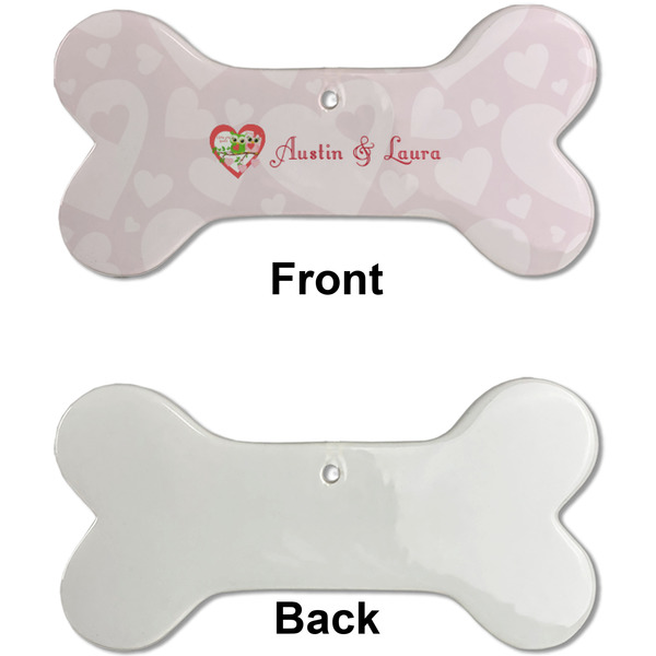 Valentine Owls Ceramic Flat Ornament - Bone Front & Back Single Print (APPROVAL)