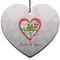 Valentine Owls Ceramic Flat Ornament - Heart (Front)