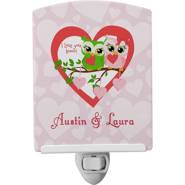Custom Valentine Owls Ceramic Night Light (Personalized)