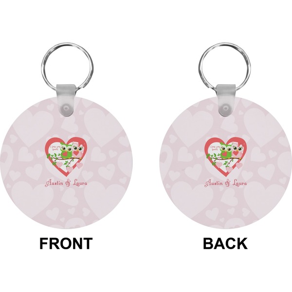 Valentine Owls Circle Keychain (Front + Back)