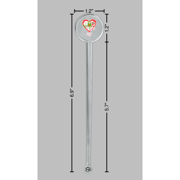 Valentine Owls Clear Plastic 7" Stir Stick - Round - Dimensions