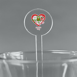 Valentine Owls 5.5" Round Plastic Stir Sticks - Clear (Personalized)