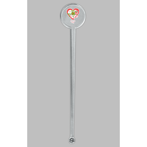 Valentine Owls Clear Plastic 7" Stir Stick - Round - Single Stick