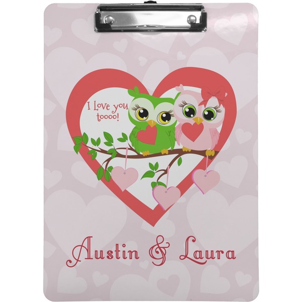 Custom Valentine Owls Clipboard (Letter Size) (Personalized)