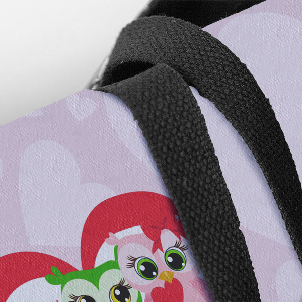 Valentine Owls Closeup of Tote w/Black Handles