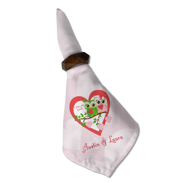 Valentine Owls Cloth Napkins - Personalized Dinner (Folded in Ring) (MAIN)