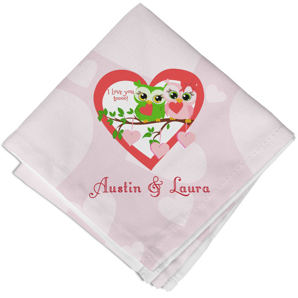 Valentine Owls Cloth Napkins - Personalized Lunch (Folded Four Corners)