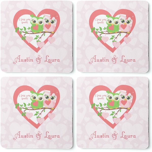 Valentine Owls Coaster Rubber Back - Apvl