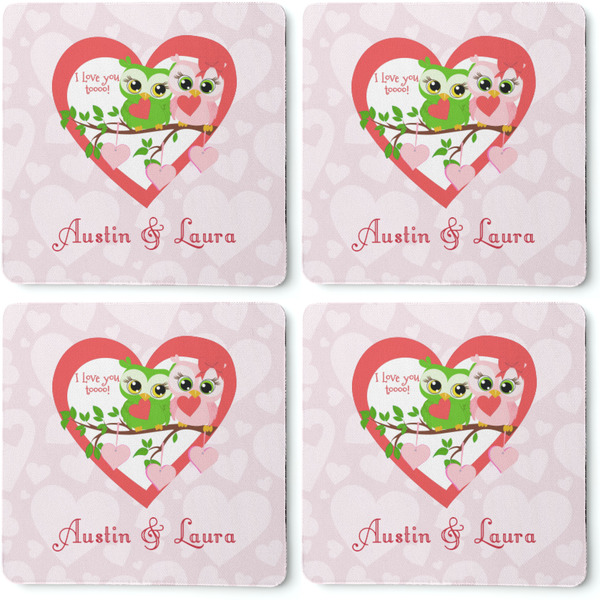 Valentine Owls Coaster Rubber Back - Apvl