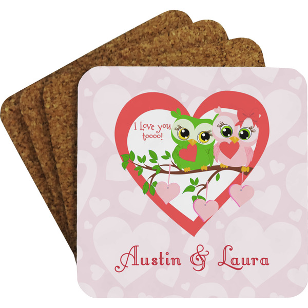 Valentine Owls Coaster Set (Personalized)