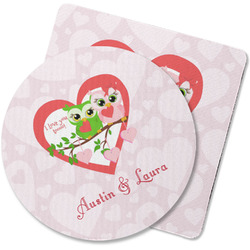 Valentine Owls Rubber Backed Coaster (Personalized)