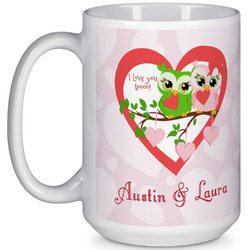 Valentine Owls 15 Oz Coffee Mug - White (Personalized)