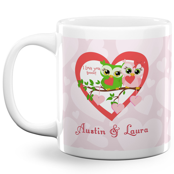 Custom Valentine Owls 20 Oz Coffee Mug - White (Personalized)