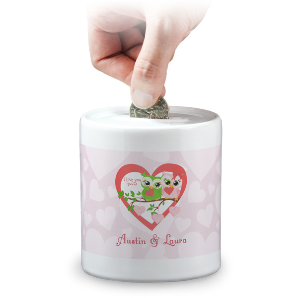 Custom Valentine Owls Coin Bank (Personalized)