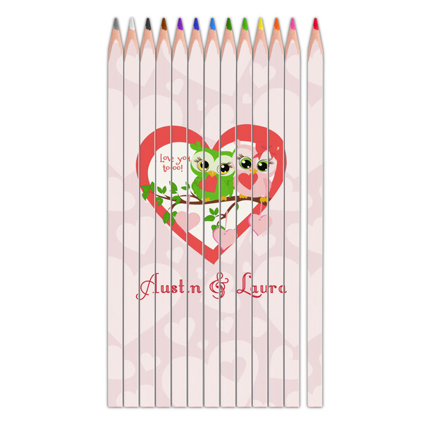Custom Valentine Owls Colored Pencils (Personalized)