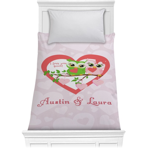 Custom Valentine Owls Comforter - Twin (Personalized)
