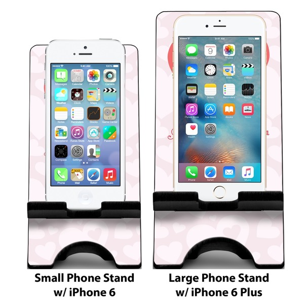 Valentine Owls Compare Phone Stand Sizes - with iPhones