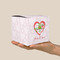Valentine Owls Cube Favor Gift Box - On Hand - Scale View