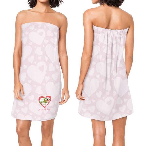 Valentine Owls Custom Bath Wrap - Front & Back View