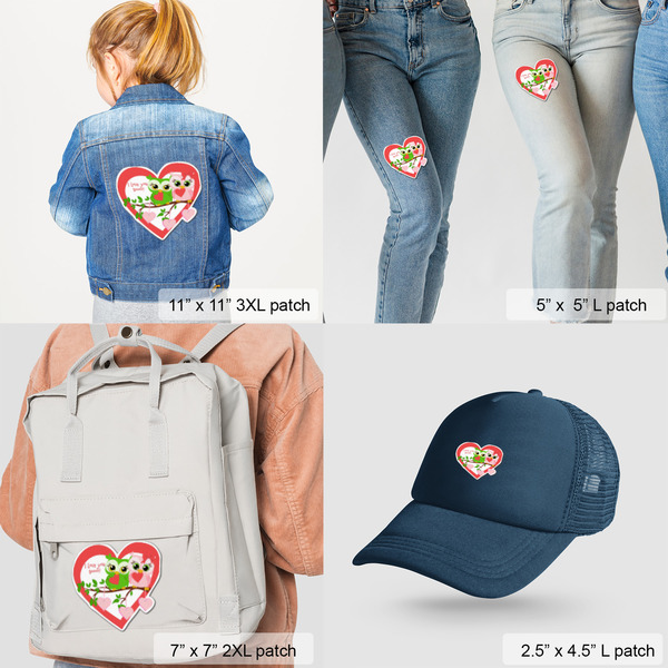 Valentine Owls Custom Shape Iron On Patches - LIFESTYLE