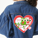 Valentine Owls Twill Iron On Patch - Custom Shape - 3XL
