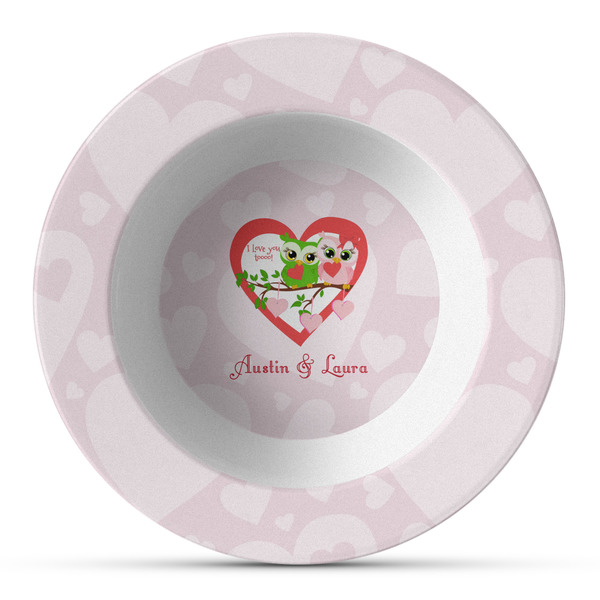 Custom Valentine Owls Plastic Bowl - Microwave Safe - Composite Polymer (Personalized)