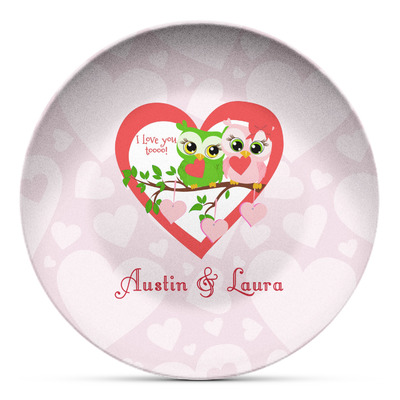 Valentine Owls Microwave Safe Plastic Plate - Composite Polymer (Personalized)
