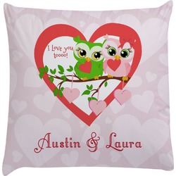 Valentine Owls Decorative Pillow Case (Personalized)