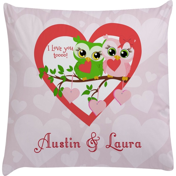 Custom Valentine Owls Decorative Pillow Case (Personalized)