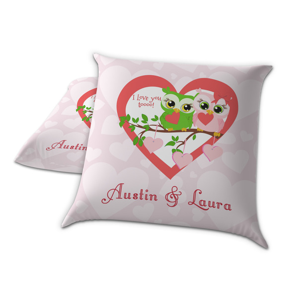 Valentine Owls Decorative Pillow Case - TWO