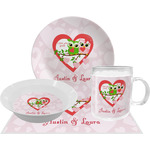 Valentine Owls Dinner Set - Single 4 Pc Setting w/ Couple's Names