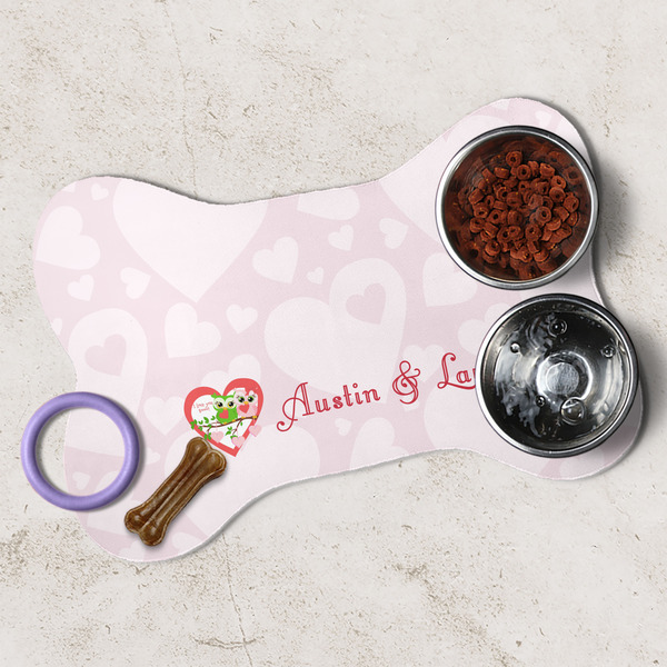 Valentine Owls Dog Bone Shaped Mat Lifestyle