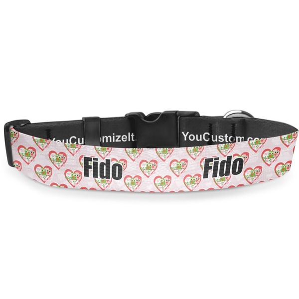 Custom Valentine Owls Deluxe Dog Collar - Small (8.5" to 12.5") (Personalized)
