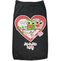 Valentine Owls Black Pet Shirt - L (Personalized)