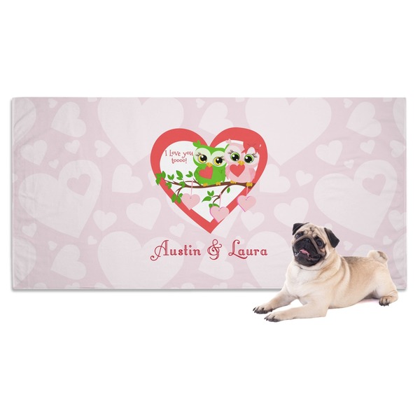 Custom Valentine Owls Dog Towel (Personalized)
