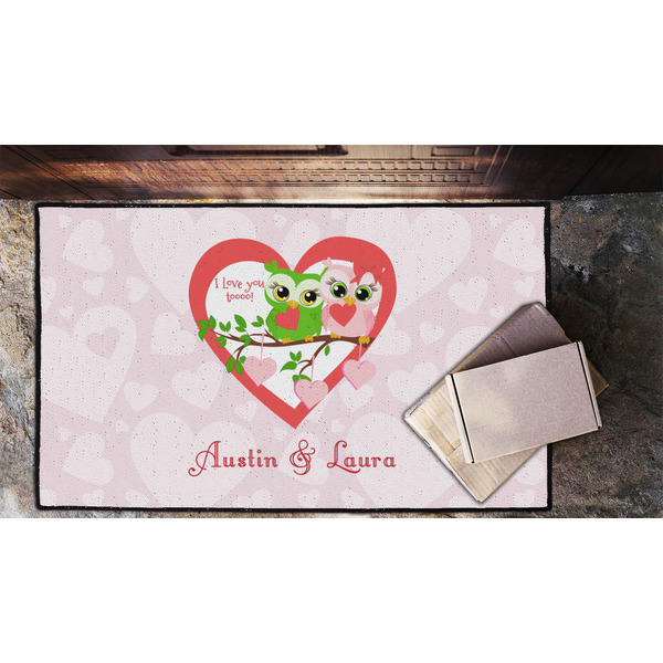 Valentine Owls Door Mat - LIFESTYLE (Lrg)