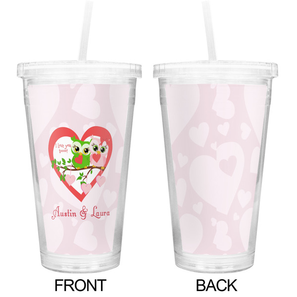 Valentine Owls Double Wall Tumbler with Straw - Approval