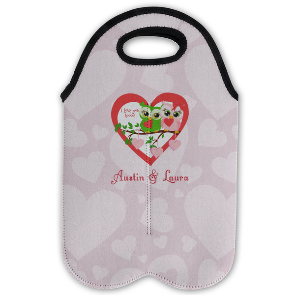 Valentine Owls Double Wine Tote - Flat (new)