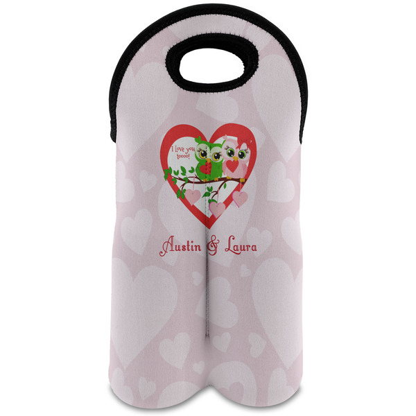 Custom Valentine Owls Wine Tote Bag (2 Bottles) (Personalized)