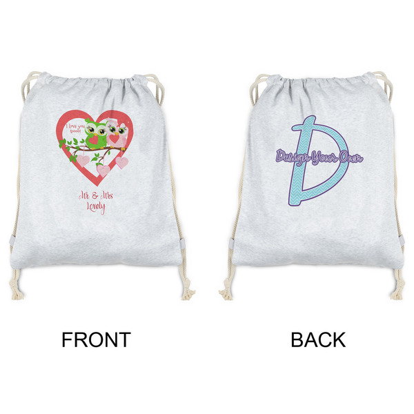 Valentine Owls Drawstring Backpacks - Sweatshirt Fleece - Double Sided - APPROVAL