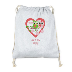 Valentine Owls Drawstring Backpack - Sweatshirt Fleece - Double Sided (Personalized)