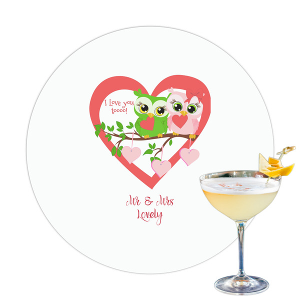 Custom Valentine Owls Printed Drink Topper - 3.25" (Personalized)