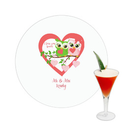 Valentine Owls Printed Drink Topper -  2.5" (Personalized)