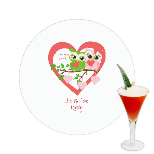Custom Valentine Owls Printed Drink Topper -  2.5" (Personalized)