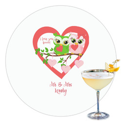 Valentine Owls Printed Drink Topper - 3.5" (Personalized)