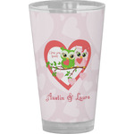 Valentine Owls Pint Glass - Full Color (Personalized)