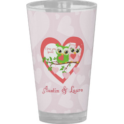 Valentine Owls Pint Glass - Full Color (Personalized)