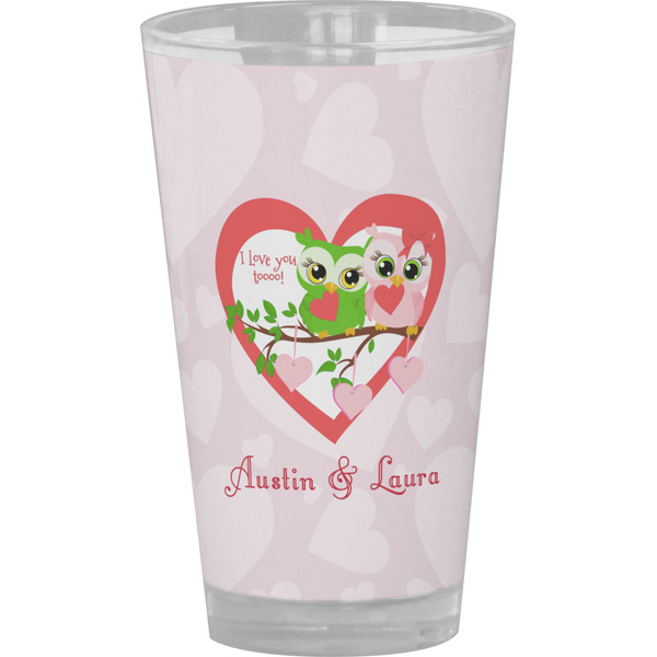 Custom Valentine Owls Pint Glass - Full Color (Personalized)